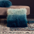Orsina Bosie Blue Ombre Mongolian Lamb Fur Square Cushion