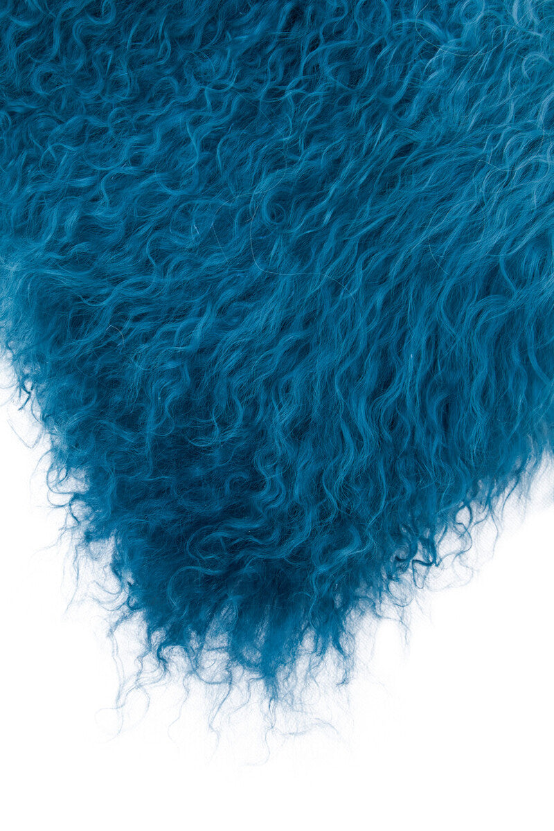 Orsina Bosie Blue Ombre Mongolian Lamb Fur Square Cushion