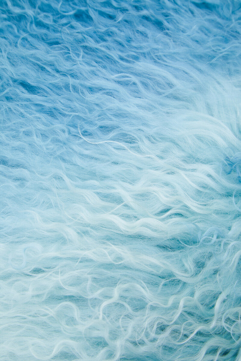 Orsina Bosie Blue Ombre Mongolian Lamb Fur Square Cushion