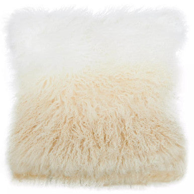 Orsina Bosie Real Mongolian Lamb Fur Square Ombre Decorative Cushion
