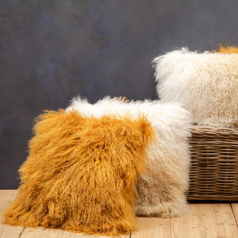 Orsina Bosie Real Mongolian Lamb Fur Square Ombre Decorative Cushion