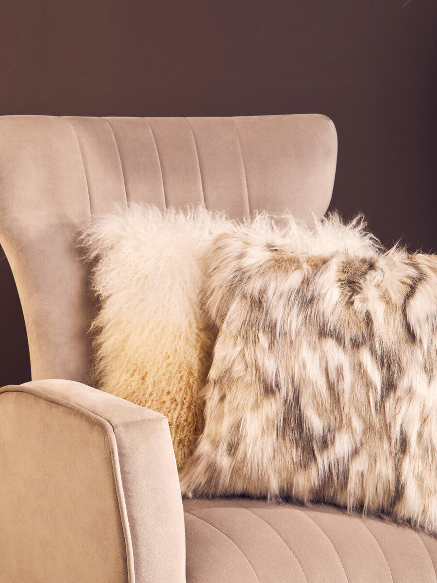 Orsina Bosie Real Mongolian Lamb Fur Square Ombre Decorative Cushion