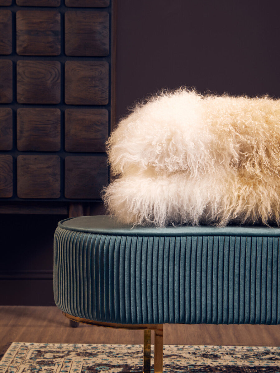 Orsina Bosie Mongolian Fur Lumbar Cushion – Natural Ombre Rectangular