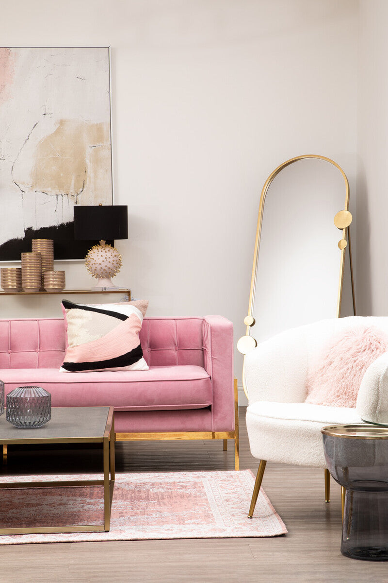 Orsina Bosie Pink Round Mongolian Lamb Fur Cushion – Luxury Decor