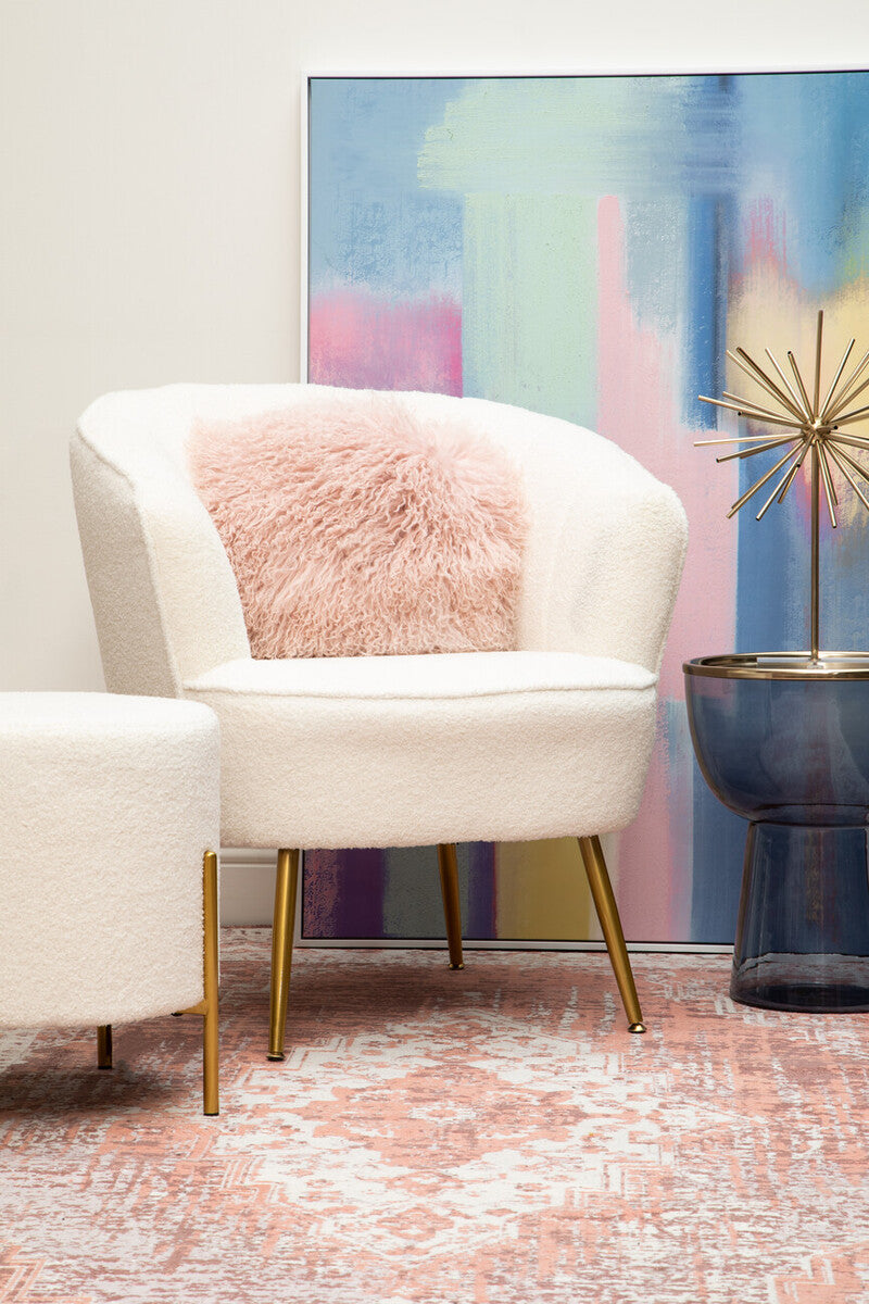 Orsina Bosie Pink Round Mongolian Lamb Fur Cushion – Luxury Decor