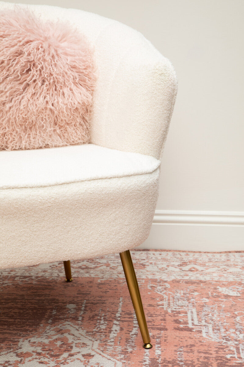 Orsina Bosie Pink Round Mongolian Lamb Fur Cushion – Luxury Decor