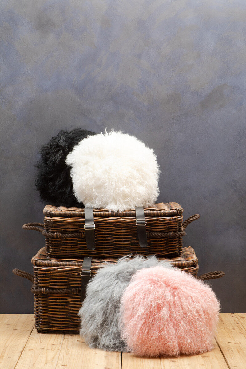 Orsina Bosie Pink Round Mongolian Lamb Fur Cushion – Luxury Decor