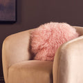 Orsina Bosie Pink Round Mongolian Lamb Fur Cushion – Luxury Decor