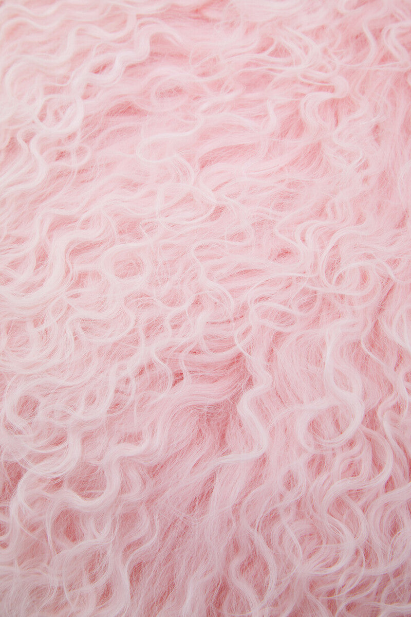 Orsina Bosie Pink Round Mongolian Lamb Fur Cushion – Luxury Decor