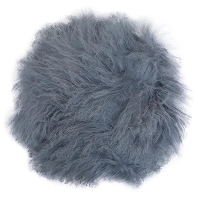Orsina Bosie Grey Mongolian Lamb Fur Round Cushion – Luxury Decor