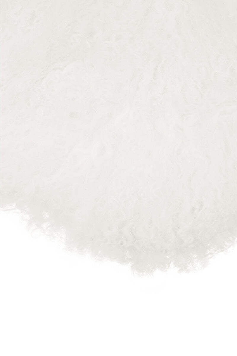 Orsina Bosie White Round Cushion – Real Mongolian Lamb Fur Pillow