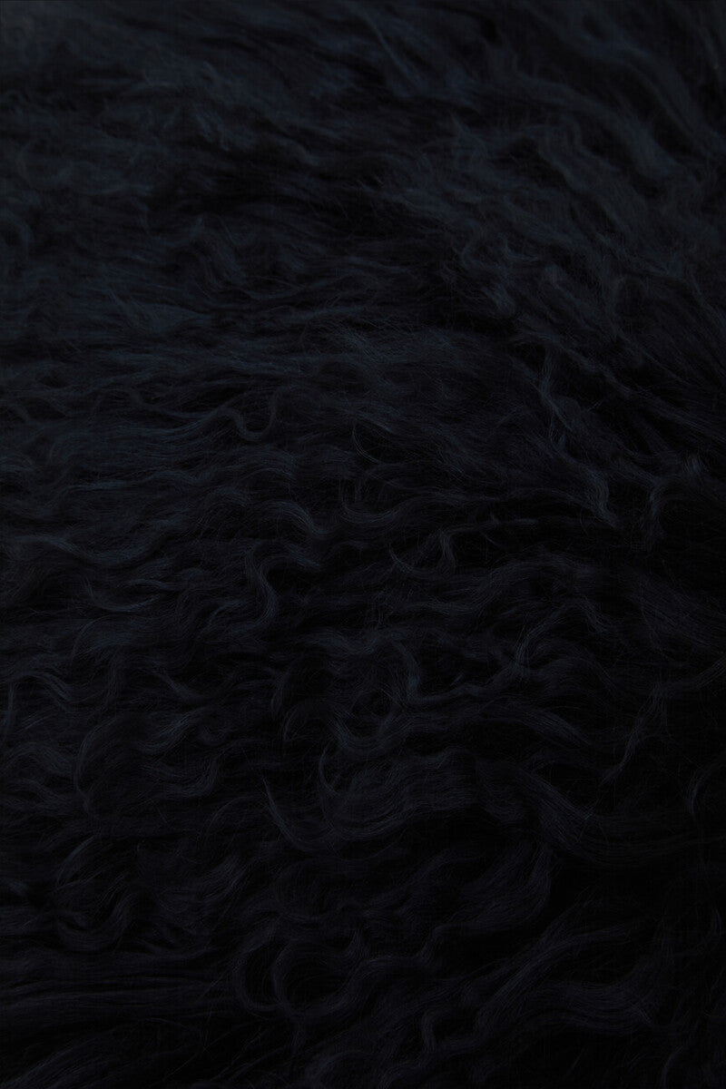 Orsina Bosie Real Mongolian Lamb Fur Round Cushion - Black Luxury Decor