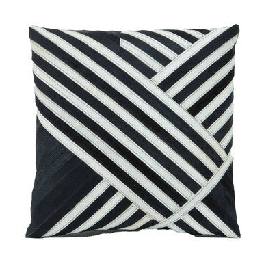 Orsina Bosie Safira Black and White Hair on Leather Striped Cushion