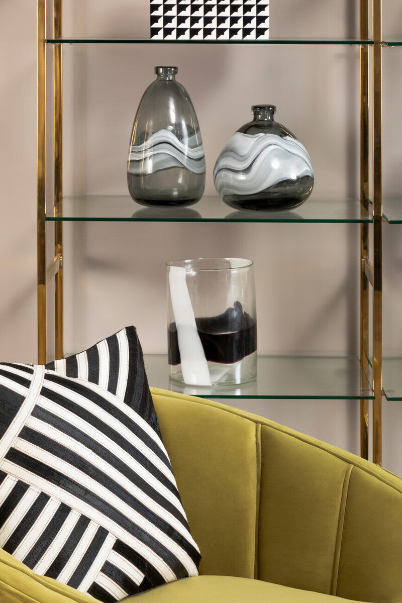 Orsina Bosie Safira Black and White Hair on Leather Striped Cushion