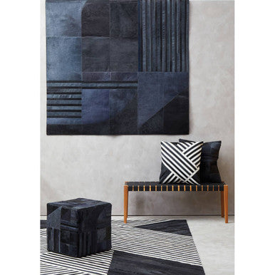 Orsina Bosie Safira Black and White Hair on Leather Striped Cushion