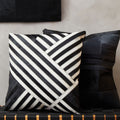 Orsina Bosie Safira Black and White Hair on Leather Striped Cushion