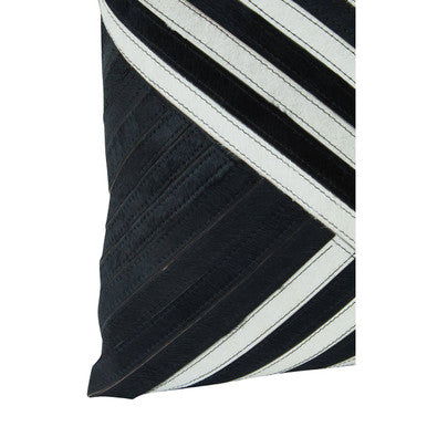 Orsina Bosie Safira Black and White Hair on Leather Striped Cushion