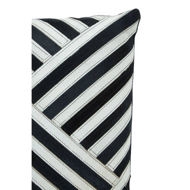 Orsina Bosie Safira Black and White Hair on Leather Striped Cushion