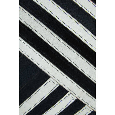 Orsina Bosie Safira Black and White Hair on Leather Striped Cushion
