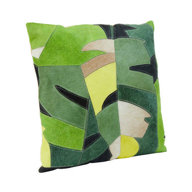 Orsina Bosie Safira Botanical Hair on Leather Cushion - Green