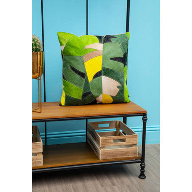 Orsina Bosie Safira Botanical Hair on Leather Cushion - Green