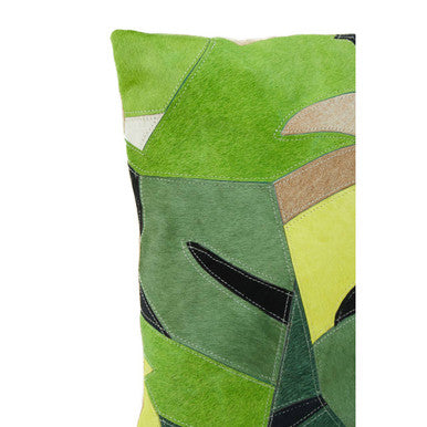 Orsina Bosie Safira Botanical Hair on Leather Cushion - Green