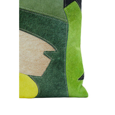 Orsina Bosie Safira Botanical Hair on Leather Cushion - Green