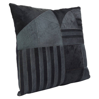 Orsina Bosie Safira Black and Grey Hair on Leather Cushion – Patchwork
