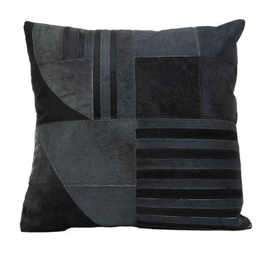 Orsina Bosie Safira Black and Grey Hair on Leather Cushion – Patchwork