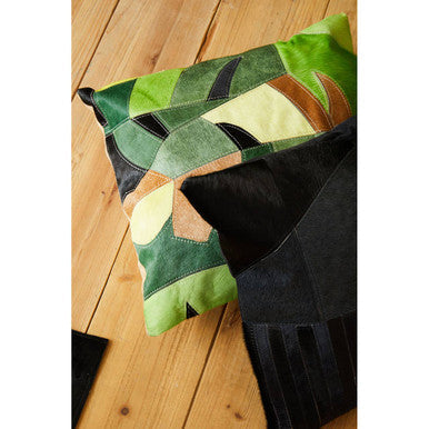 Orsina Bosie Safira Black and Grey Hair on Leather Cushion – Patchwork