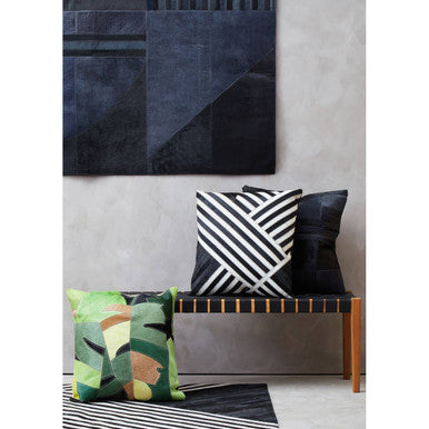 Orsina Bosie Safira Black and Grey Hair on Leather Cushion – Patchwork