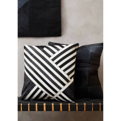 Orsina Bosie Safira Black and Grey Hair on Leather Cushion – Patchwork