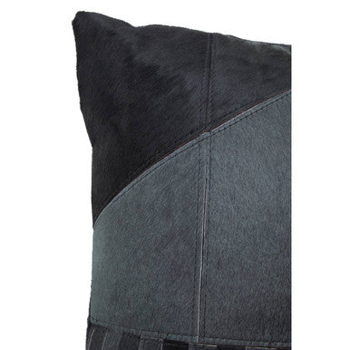 Orsina Bosie Safira Black and Grey Hair on Leather Cushion – Patchwork