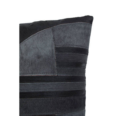Orsina Bosie Safira Black and Grey Hair on Leather Cushion – Patchwork
