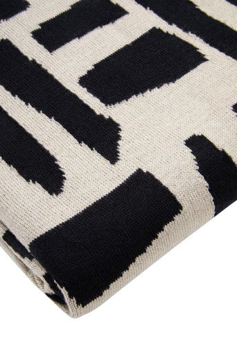 Orsina Bosie Ozella Geometric Knitted Throw – Natural and Black Blanket