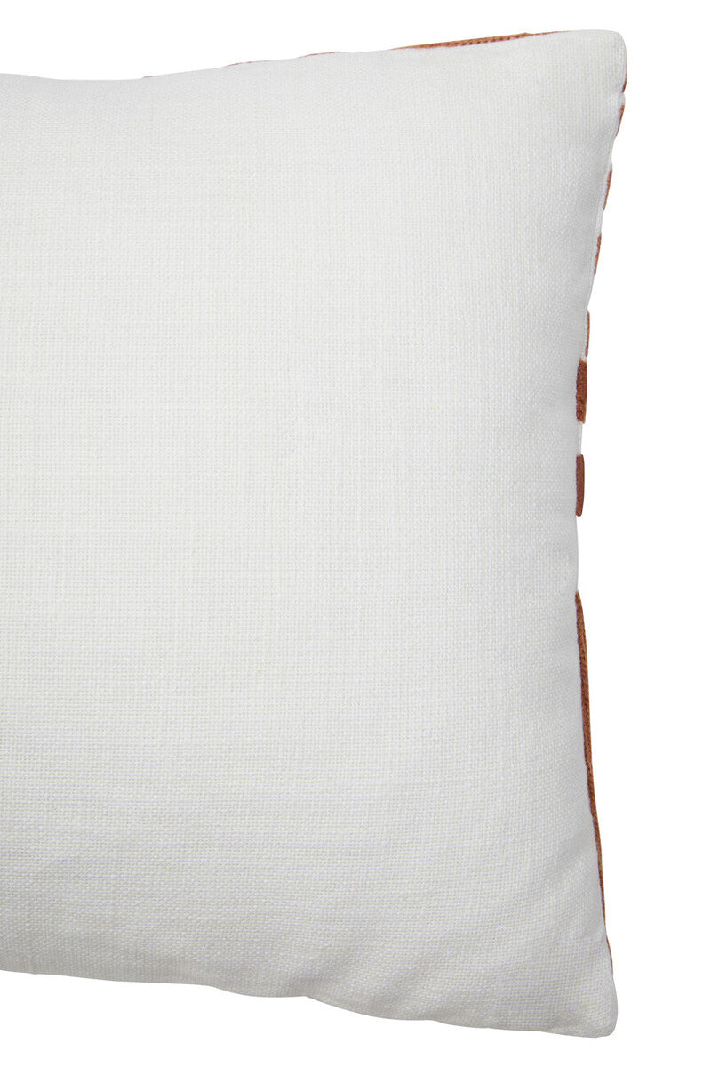 Orsina Embroidered Cotton Cushion – Natural and Terracotta Square Pillow