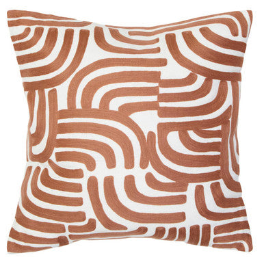 Orsina Bosie Ozella Embroidered Cotton Square Cushion - Terracotta