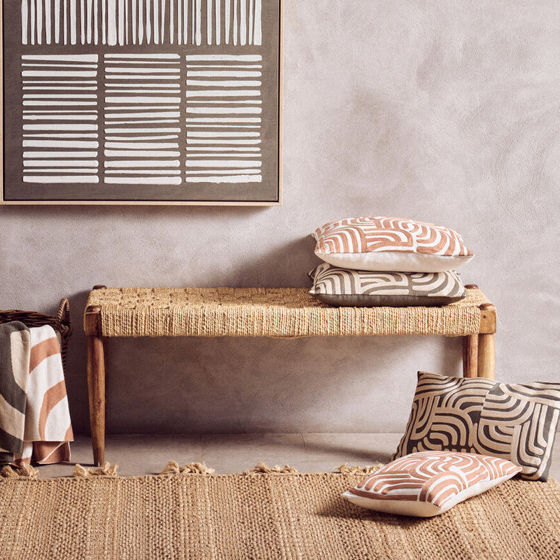 Orsina Bosie Ozella Embroidered Cotton Square Cushion - Terracotta