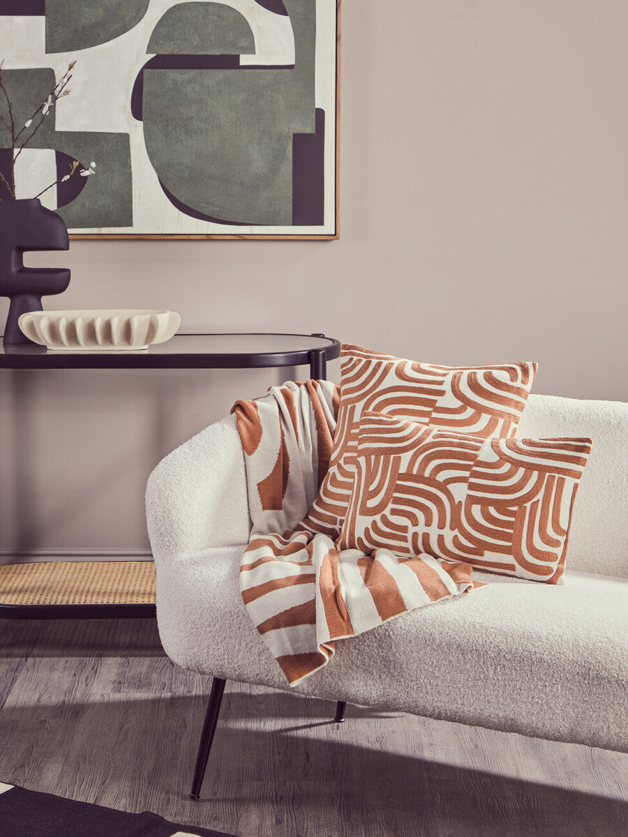 Orsina Bosie Ozella Embroidered Cotton Square Cushion - Terracotta