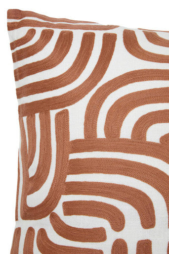 Orsina Bosie Ozella Embroidered Cotton Square Cushion - Terracotta