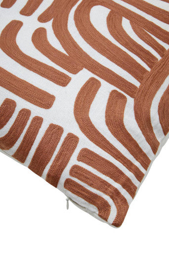Orsina Bosie Ozella Embroidered Cotton Square Cushion - Terracotta