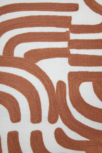 Orsina Bosie Ozella Embroidered Cotton Square Cushion - Terracotta