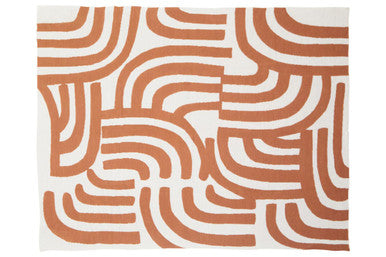 Orsina Bosie Ozella Knitted Throw – Natural and Terracotta Abstract