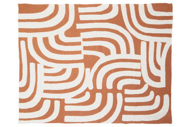 Orsina Bosie Ozella Knitted Throw – Natural and Terracotta Abstract