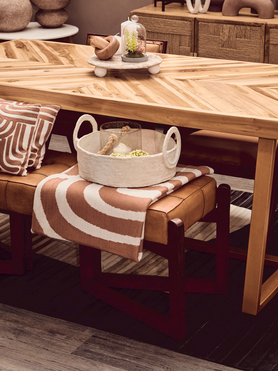 Orsina Bosie Ozella Knitted Throw – Natural and Terracotta Abstract