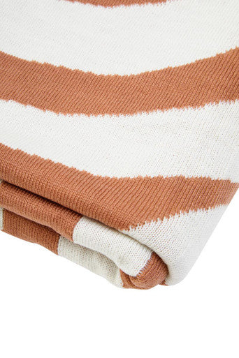 Orsina Bosie Ozella Knitted Throw – Natural and Terracotta Abstract