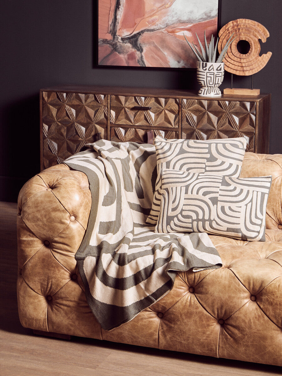Orsina Bosie Ozella Knitted Throw – Abstract Two-Tone Green Blanket