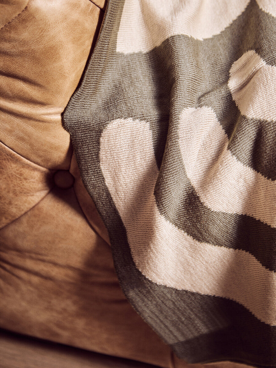 Orsina Bosie Ozella Knitted Throw – Abstract Two-Tone Green Blanket
