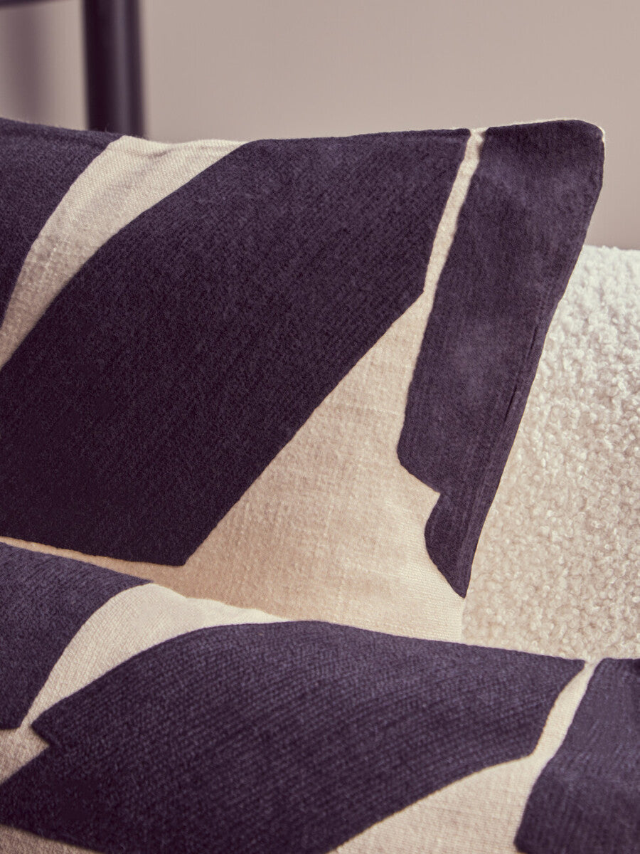Orsina Bosie Ozella Square Cushion – Black and Natural Embroidered Cotton