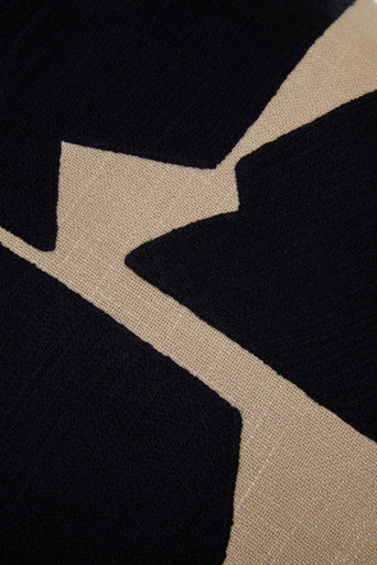 Orsina Bosie Ozella Square Cushion – Black and Natural Embroidered Cotton